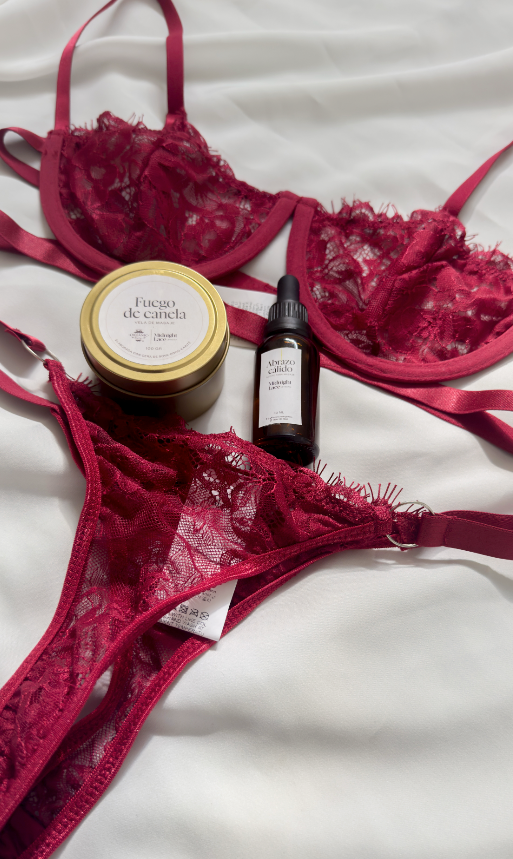 Amelie conjunto dos piezas con sujetador con aros de encaje y braguita