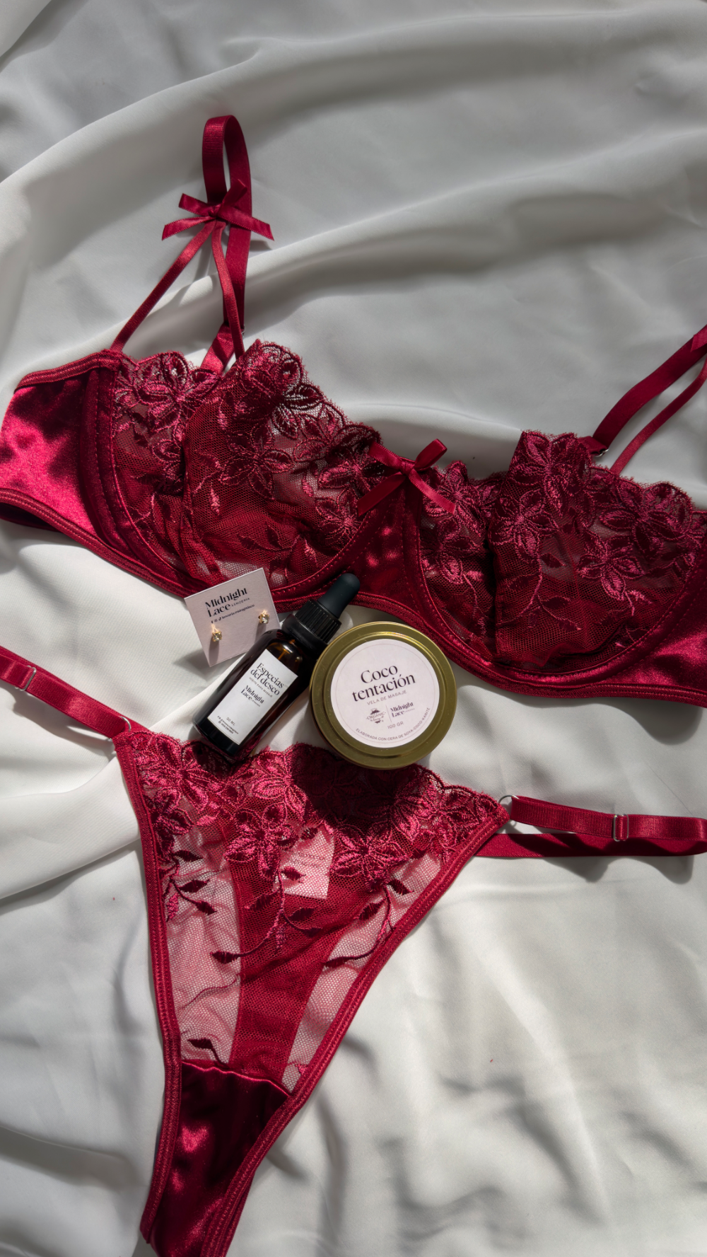 Sasha 2 piezas de lencería sexy con bordado floreado romántico y tanga para mujer